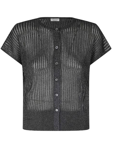 cardigan a coste donna nero ROBERTO COLLINA | 261FXA3704209
